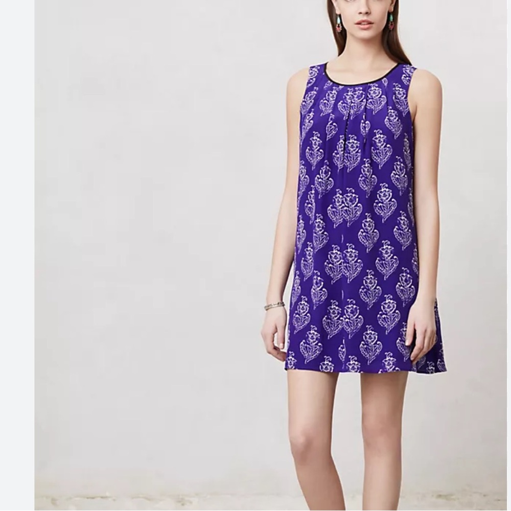 Maeve 100% SILK Setting Dress bright purple Wildflower print with pockets